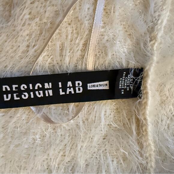 Design Lab ivory open front long sleeved cardigan w black & maroon design XS - Picture 8 of 9